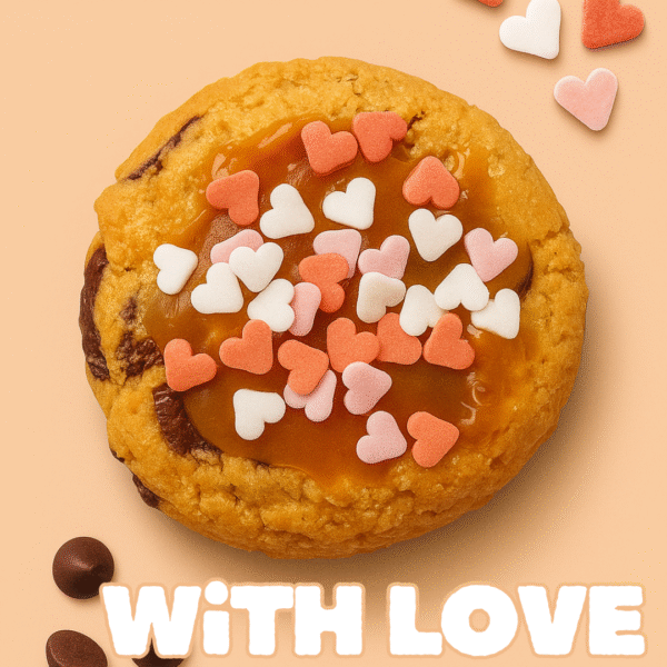 With Love caramel chocolate chip cookie